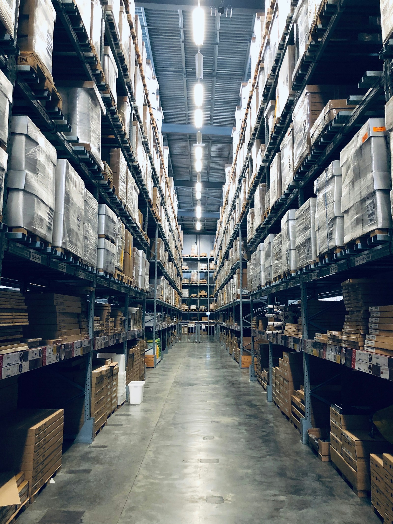 Logistics and packaged goods ready for fulfillment